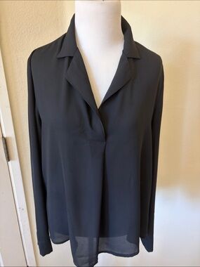 Arrays Black V-Neck Long Sleeve Blouse
